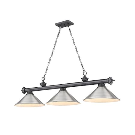 Z-Lite Cordon 3 Light Billiard, Bronze Plate & Brushed Nickel 2306-3BP-BN15